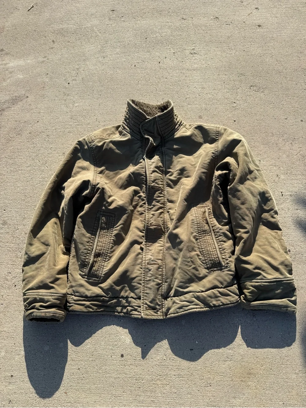 Abercrombie Fitch Adirondack Deck Jacket Large Olive Green Perfectly Distressed